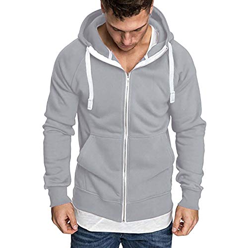 Men's Hoodies Zipper Bodybuilding Muscle Tops Zipper Pullover Long Sleeve Hooded Sweatshirt Blouse Coats Outerwear