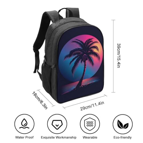 Mochila portátil impermeable con estampado de palmeras para mujer 2