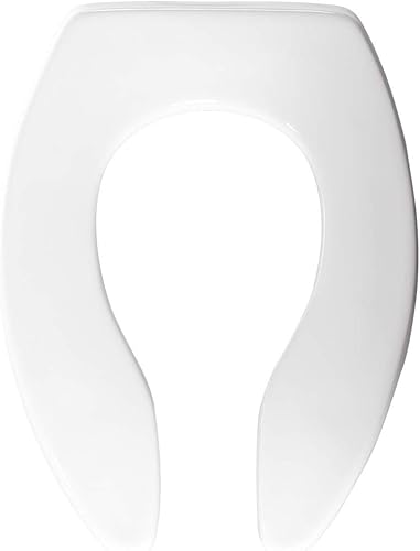 CHURCH 9500SSCT Asiento de inodoro de plástico con frente abierto, extra resistente, cierre lento, asiento industrial sin tapa, instalación segura,