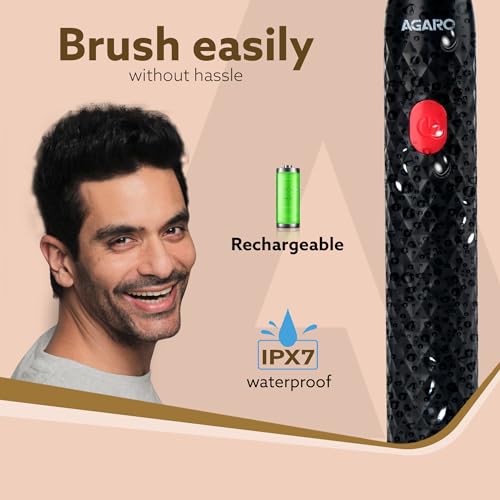 AGARO Royal Sonic Electric Toothbrush for Adults with 3 Modes, 19000 Strokes per minute, 2 Brush Heads, Dupont Soft Nylon Bristles, Rechargeable... - Image 5