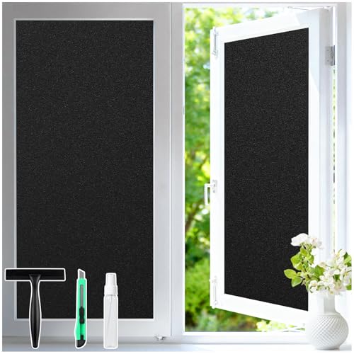 Haton Blackout Window Film Room Darkening Removable Black 17.5 x 78.7
