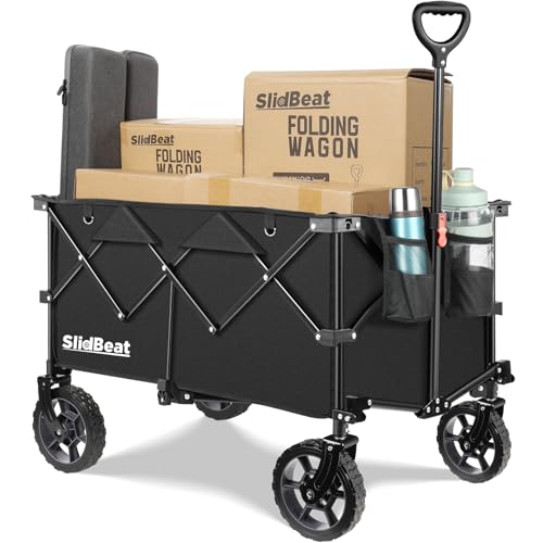 Collapsible Wagon with Rebound Handle Wagons Carts Heavy Duty Foldable