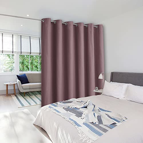 NICETOWN Room Dividers Curtains Screens Partitions, Extra Wide Grommet Top Handing Room Dividers Blackout Curtain Panel for Apartment, Studio (Dry Rose, Single Pack, 8ft Tall x 10ft Wide) Dr