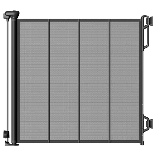 Reinforced Retractable Baby Gate or Mesh Dog Gate,Easy to Use for Stairs, Doorways, Hallways, Indoor, Outdoor, Wide Pet Gate 33.5" Tall, Extends to 55" Wide,Black