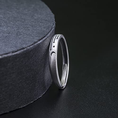 Bague femme ajustable en argent S925 cadeau d'anniversaire soleil lune - 4