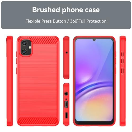 Aikcks for Samsung Galaxy A05 Phone case, Shockproof, Scratch Resistant Carbon Fiber Jacket, Soft TPU,for Galaxy A05 case (Red) - image 2