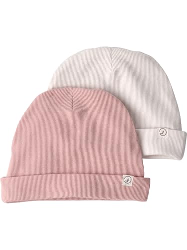 Little Planet by Carter's Girl 2-Pack Caps Made with Organic Cotton, Winter Pink, Batter Cream, 0-3M