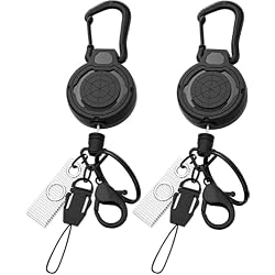 DELSWIN Heavy Duty Retractable Keychain, Badge Holder Retractable Clip with 28.5Steel Extension Cord, Badge Reel with Detachable Key Ring Lobster Claw Clasp Anti-lost Tether, Bearing 10.0 oz 2 Pack