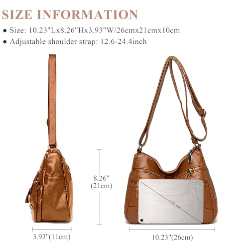 Image of WITERY Crossboby Bag for Women - Soft PU Leather Multi-Pocket Shoulder Bag Handbag with Adjustable Strap