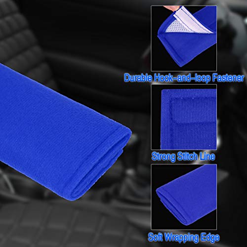 X Autohaux 4Pcs Universal Blue Car Safety Seat Belt Pads Cover With Soft Polyester Fiber Auto Seatbelt Shoulder Pad For More Comfortable Driving #TOP2
