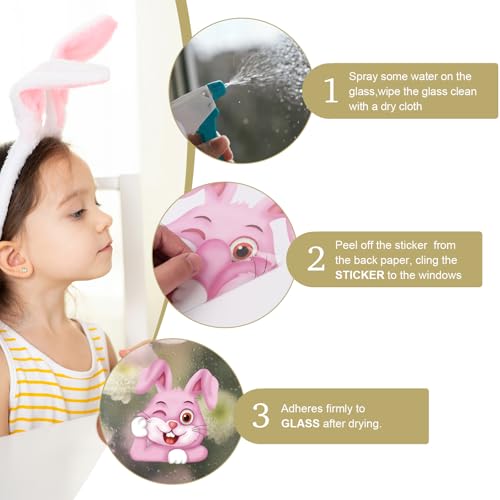 Fensterbilder Ostern Doppelseitig Hasen Schmetterling Fensteraufkleber Fensterdekoration Wiederverwendbar Fenstersticker Fenster Aufkleber Deko Frühling für Glas Kinderzimmer (Bunt Hasen)