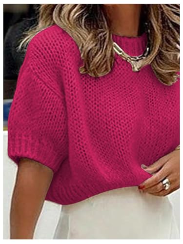Image of GORGLITTER Women's Puff Short Sleeve Crop Cropped Sweaters Top Cute Outfits | Old Money Outfits Women, Date Night Outfit for Women, Going Out Tops Trendy, Knit Tops Sweater