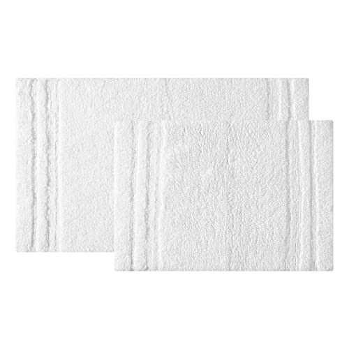 Vera Wang - Bath Rugs, Luxury Bathroom Decor, Soft & Aboserbent Cotton Bath Mat (Eden White, 2 Piece)