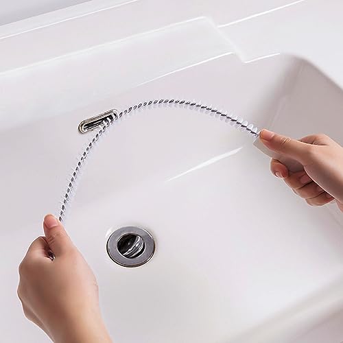 2 Stück Abflussreiniger Bürste,Reinigungsbürste Abfluss Haushalt für Abwasserkanäle Flexible Rohrreiniger Haare Entferner Drain,Universell Flexibel Abwasserrohr Überlauf Haushaltswerkzeug-45 cm