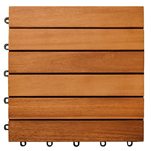 Casaria Baldosa Clásica Madera Acacia 30x30cm Losa de Terraza Jardín Balcón Montaje x Clip Certif FSC