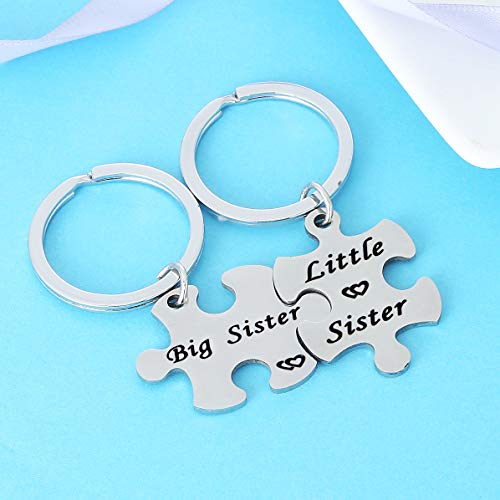 Nimteve 2Pcs Big Sister Little Sister Puzzle Keychains For Women Girls, Birthday Jewelry Friendship Keychain Christmas Gifts #TOP1
