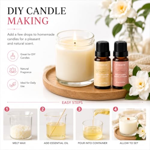 Image of BURIBURI Honeysuckle and Gardenia Essential Oil Set, 100% Pure, Undiluted, Natural Essential Oils Gift Set for Diffuser, Massage