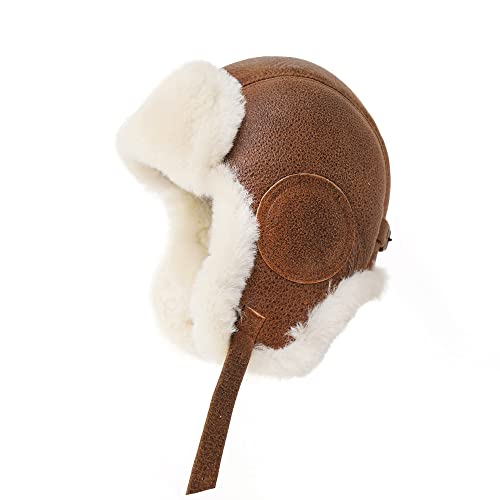 Casque d'aviateur en peau de mouton homme bonnet russe trappeur