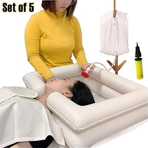 Inflatable Bedside Shampoo Basin - Hair Washing Bedside Shower System in Bed Bath