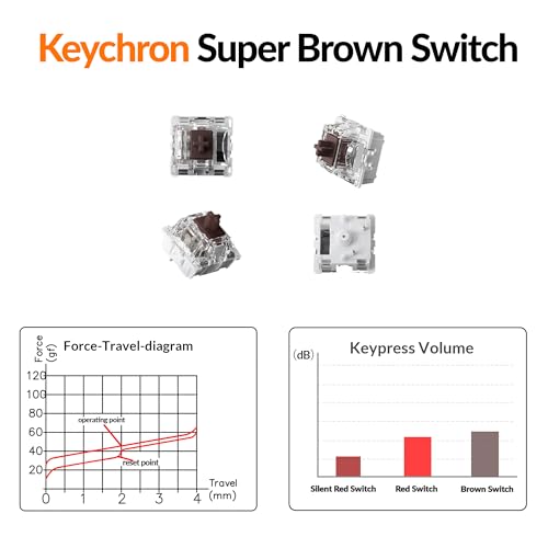 Image of Keychron K10 Full Size 104 Keys Bluetooth Wireless Mechanical Gaming Keyboard for Mac Windows with Keychron Super Brown Switch, Multitasking /White LED Backlight /USB C Wired Computer Keyboard