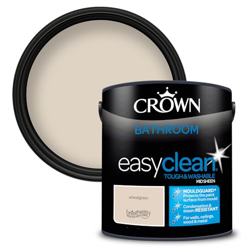 CROWN Wheatgrass - Anti Mould Bathroom Paint - Washable, Mould & Condensation Resistant - Warm Beige Paint - 2.5L
