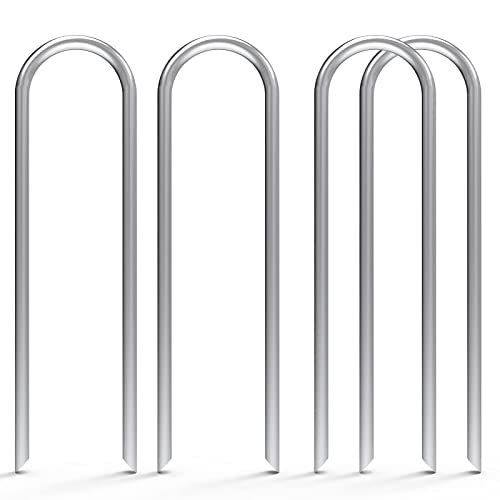 MySit 6 Inch 100 Pack U Shaped Garden Stakes Heavy Duty 11 Gauge Galvanized Drip Irrigation Stakes Landscape Staples for 1/2 to 1-1/2 Soaker Hose Weed Barrier Yard Decorations Fencing