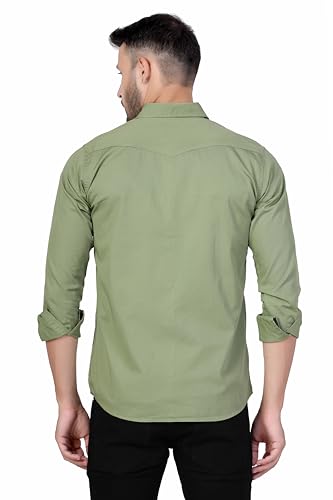 Image of Men's Cotton Twill Utility Shirt | Full Sleeve Button-Down Casual Shirt | Dual Chest Pockets | Comfortable Regular Fit | Everyday Wear