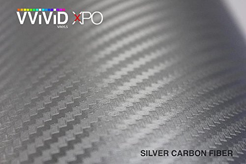 Image of VVIVID XPO Sterling Silver 3D Carbon Fiber Vinyl Wrap Roll with Air Release Technology (10ft x 5ft)