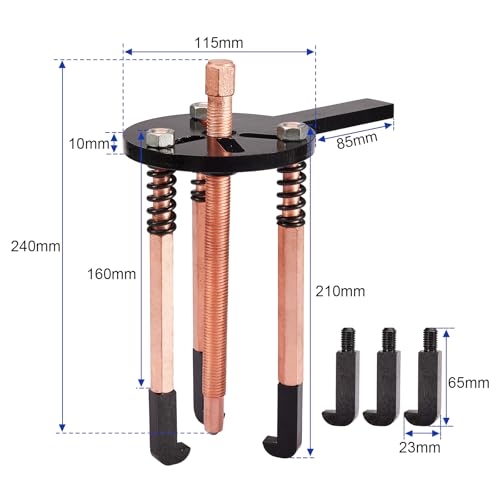 Gedlex 38-in-1 Lagerabzieher Set, Dreiarm Innenlager Abzieher Werkzeug, Kugellager Innenabzieher mit 6 Größen von Rotem Stahl Abziehköpfe, Radlager Abzieher mit 3 Gebogenen Haken