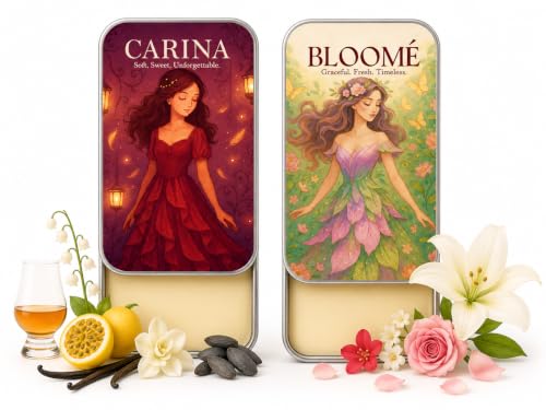 Image of Solid Perfume for Women Duo - Carina & Bloome | 10g x 2 (20g Total) | Long-Lasting Alcohol-Free Solid Perfume Balm | Sweet Floral & Elegant Fragrance | Pocket Travel Perfume for Women