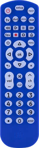 GE Backlit Universal Remote Control for Samsung, Vizio, LG, Sony, Sharp, Roku, Apple TV, TCL, Panasonic, Smart TV, Streaming Players, Blu-Ray, DVD, 4-Device, Blue, 45764