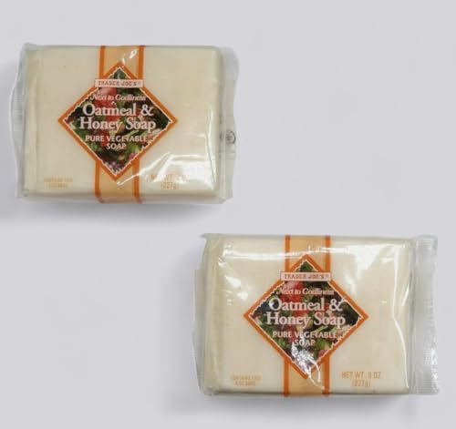 Trader Joe's - Oatmeal & Honey Soap Pure Vegetable Soap NET WT. 8 OZ - 2 - PACK (One Pack Contains 2 Bars. 4 Bars Total)