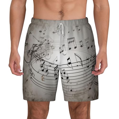 Short de bain pour homme motif note de musique et séchage rapide