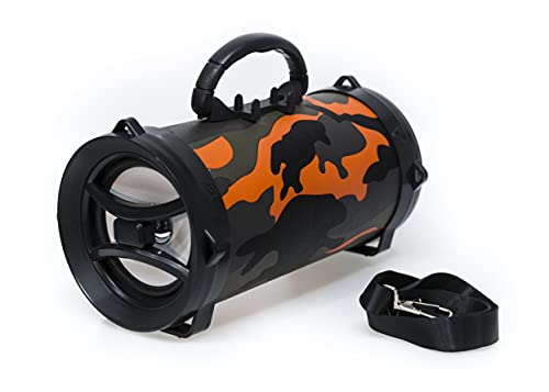 DHG Altavoz Bluetooth Portátil con luz LED, Muy Potente, para Uso en Exteriores. Cuenta con conexión USB y Tarjeta de Memoria, para Móvil, Tabletas, MP3. Sintoniza Radio FM (Naranja)