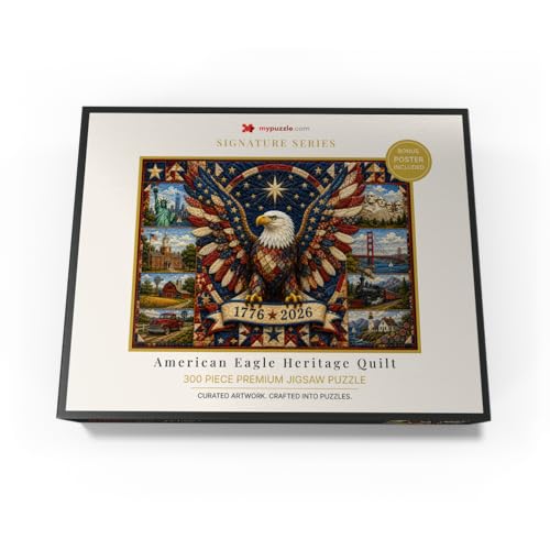 MyPuzzle 250th Anniversary - American Bald Eagle Heritage Quilt - Premium 300 Piece Jigsaw Puzzle for Adults by MyPuzzle.com - Used condition - Image 4