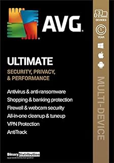 AVG Ultimate 2023, 3 Devices 1 Year, Antivirus+Cleaner+VPN+AntiTrack, [PC/Mac/Android] [License]