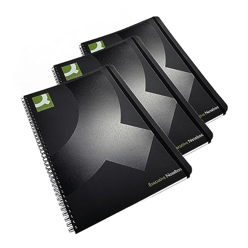 Q-Connect Wirebound A4 Polypropylene Notebook 160 Pages - Black, Pack of 3