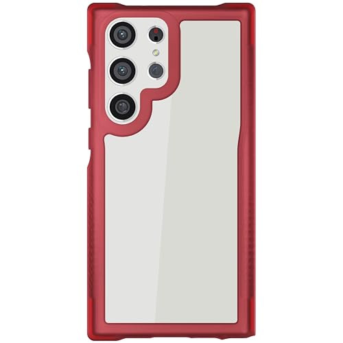 Image of Ghostek Covert Galaxy S23 Ultra Clear Phone Case with Military Grade Shockproof Protection, Non-Slip Grip, Protective Silicone Cover Designed for 2023 Samsung Galaxy S23 Ultra (6.8 inch) (Red)