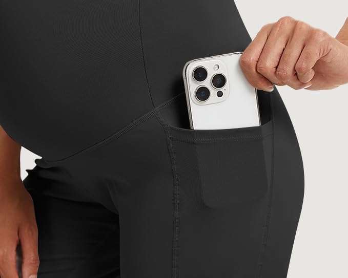 M MOTEEPI Flare Maternity Leggings Adjustable Waist Over The Belly Stretchy Pregnancy Yoga Pants with Pockets - Image 3