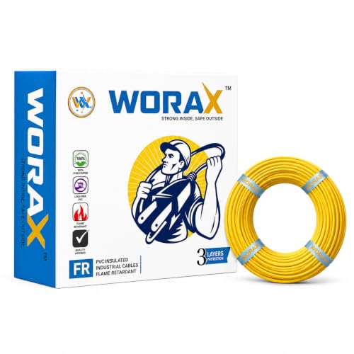 Image of WORAX 4.0 Sq mm Yellow Distribution Line Wire (90m) | Multi-Strand CCA Electric Conductor | Durable PVC Wire for Control Boards & Power Feeders