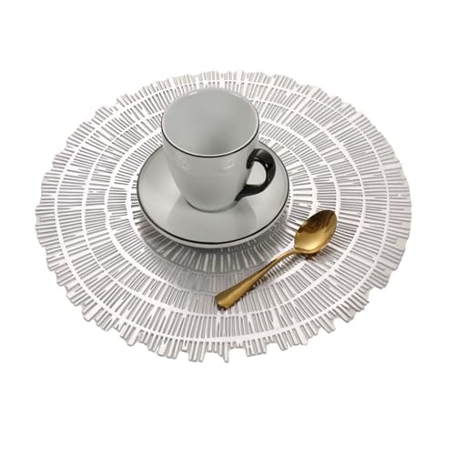 Set de table argenté géométrique creux 38 cm de cuisine - Lot de 4 - 2