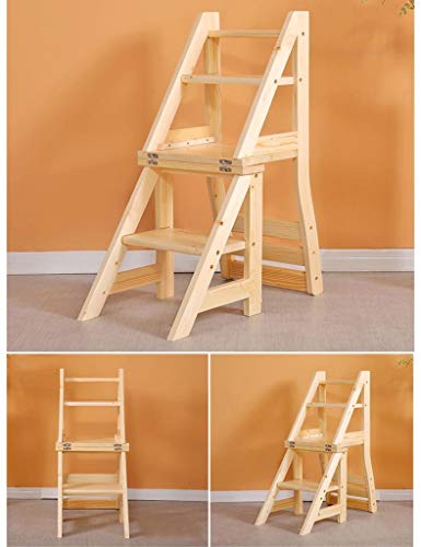 Taburete de escalera LUNEZY de madera con escaleras multiusos para el hogar 7