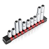 MTO 10PCS 3/8' & 1/4' Drive 10mm Socket Set, Deep & Shallow Socket, 6 Point & 12 Point, Mirror Chrome Finish, CR-V Steel