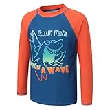 maglietta da nuoto a maniche lunghe, per bambini, 122, 164/7-16 anni, blu navy squalo surf, 4-5 anni