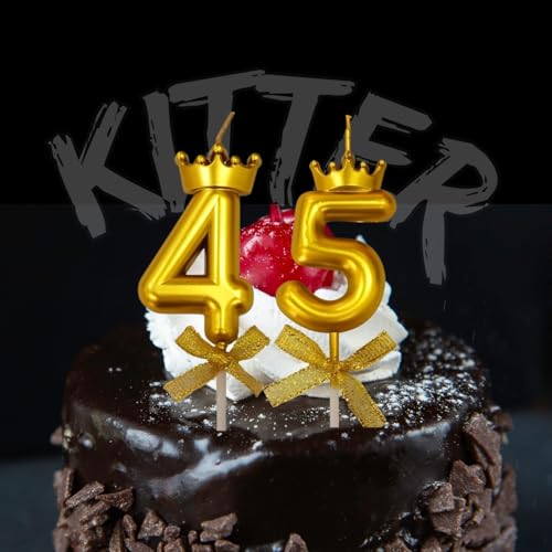 Image of KITTER 1 Pc 5 Number Candle for Birthday Cake, Five Number Crown Candle Metallic Gold Number 5th Birthday Cake Decoration, Num BER Candles for Anniversary Cake Topper 0-9 (Pack of 1)