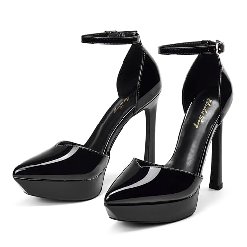 Elisabet Tang Women's Luxurious Platform Heels - 13cm High Heel Ankle Strap Pumps with Elegant...