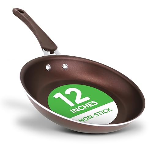 Image of NutriChef 12” Nonstick Frying Pan, Durable Aluminum Fry Pan with Heat-Resistant Lacquer and Easy-Clean Non Stick Coating, Induction Compatible Frying Pan for Gas, Electric & Ceramic Cooktops, Black