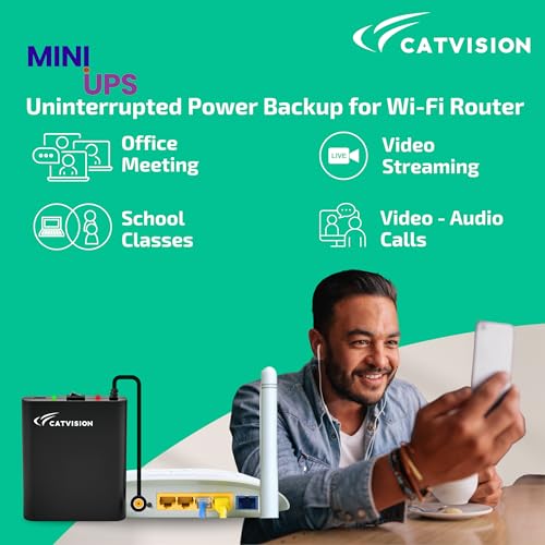 Image of Catvision Mini UPS for Wi-Fi Routers I 12V-2A I Battery Backup Upto 4.5 Hours (Lab Tested) | Surge & Discharge Protection I 12 Months Warranty | Replaceable Battery | BIS Approved