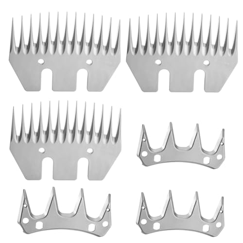 VRMETA 3 Set 13 Tooth Sheep Shears Replacement Blades PRO Universal Blade for All Major Brands Oster GDJOB TAKEKIT BEETRO Dragro Lister Heiniger Clippers for Sheep Alpacas Goats (13 Tooth Silver)