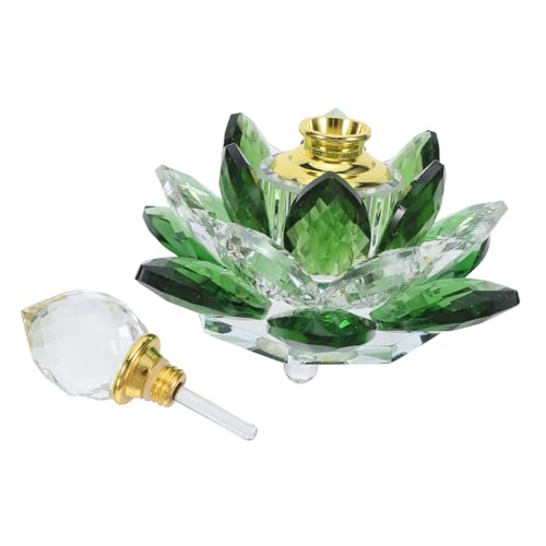 Flacon de parfum en verre cristal vert d'exception forme lotus épurée